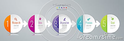 Timeline infographics design vector and marketing icons, Business concept with 5 options, steps or processes. Vector Illustration