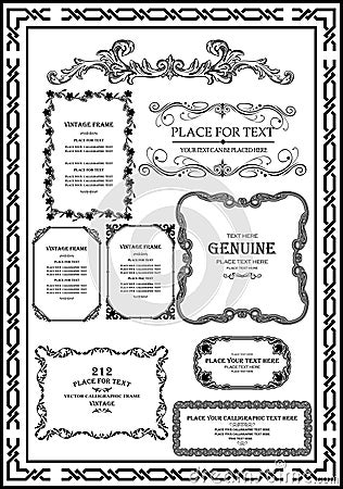 Set decorative vintage frame black color picture is very good Vector Illustration