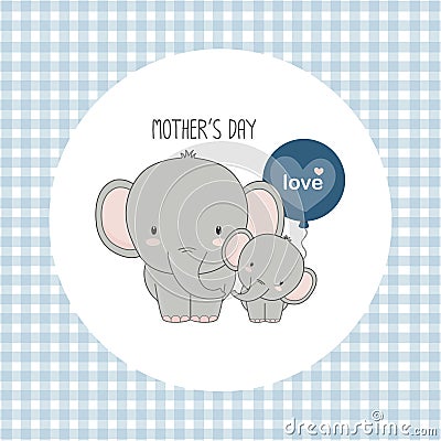 Happy mother`s day. Mother elephant with child. Stock Photo