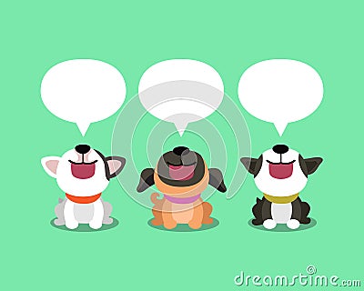 Vector cartoon cute dogs with speech bubbles Vector Illustration