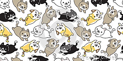 Cat seamless pattern vector kitten calico pet repeat wallpaper scarf isolated tile background cartoon illustration Cartoon Illustration