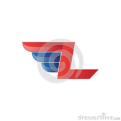 Fast initial letter L logo vector wing Vector Illustration