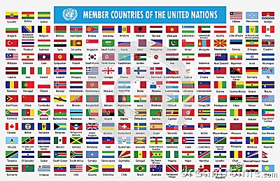 Flags of members countries of the United Nations Vector Illustration