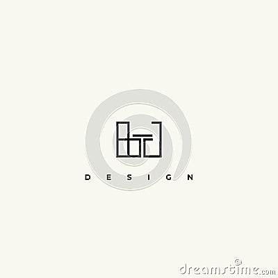 Interior design logo. Vector. Linear design emblem Vector Illustration