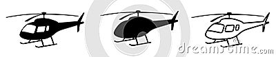Helicopter simple black silhouette Vector Illustration