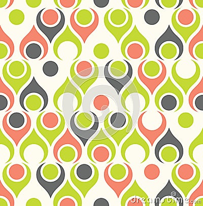 Seamless teardrop mid century modern pattern in green and pink Vector Illustration