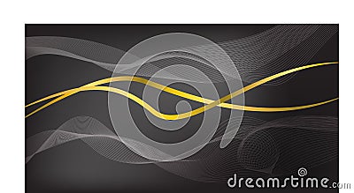 Abstract wave with gold line on black background Vector Illustration