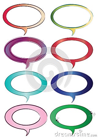 Set of eight dialogue boxes vector - speech bubbles in multiple colors Vector Illustration