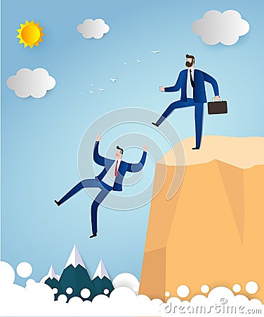 Businessman being kicked out, Businessman Renegade, Paper art style, people business concept vector flat design illustration. Vector Illustration