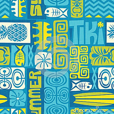 Seamless Exotic Tropical Tiki Pattern Vector Illustration