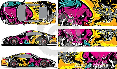 Vector car decal, abstract graphics racing design for vehicle Sticker vinyl wrap Stock Photo