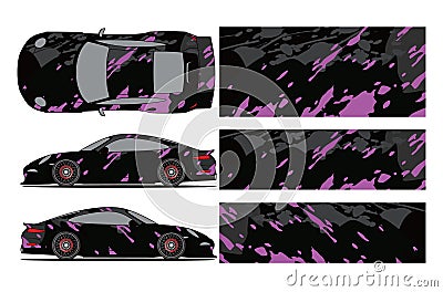 Car decal vector, grunge abstract designs for vehicle Sticker vinyl wrap Vector Illustration