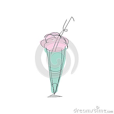 Bright colorful images of ice cream in glass cup. Cute vector Image. Stock Photo