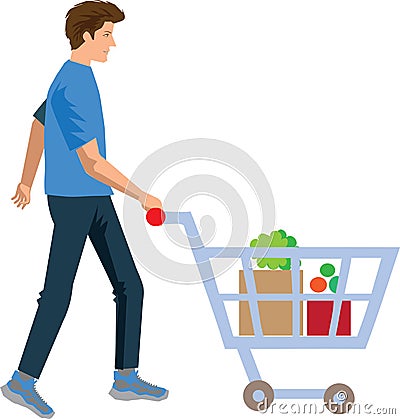 Vector - Family Shopping in Supermarket Illustration Vector Illustration