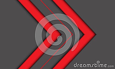 Abstract red twin arrow direction on grey design modern futuristic background vector Vector Illustration