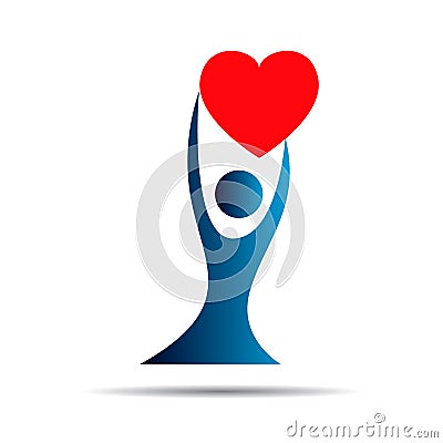 Family, parent, kid, red heart, parenting, care, circle, health logo Stock Photo