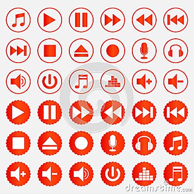 Music player icons color set Vector Illustration