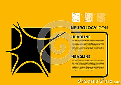 Nerve cell line icon neurology brain logo Vector Vector Illustration