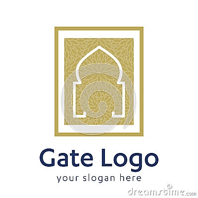 Gate logo door home entrance icon black house doorway or real estate business. minimal design. future modern construction company. Vector Illustration