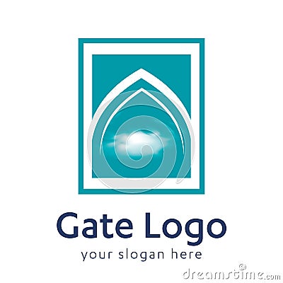 Gate logo door home entrance icon black house doorway or real estate business. minimal design. future modern construction company. Vector Illustration