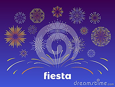 Fireworks. Vector illustration of bright burst in simple flat style. Cartoon Illustration