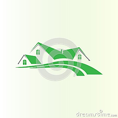 Green home logo design. House logo Vector Illustration