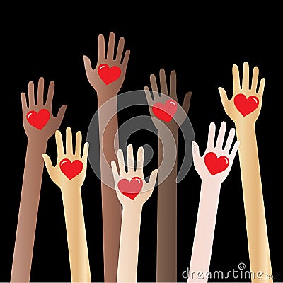 Reaching helping arms header or banner Vector Illustration