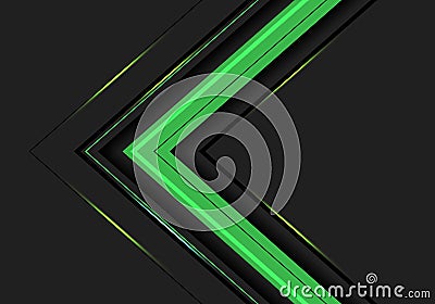 Abstract green light arrow direction on dark grey design modern futuristic background vector Vector Illustration