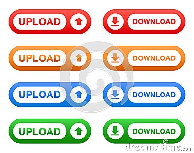 Download upload buttons color web Vector Illustration