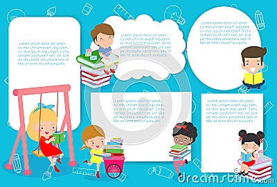 Cute kids education, school kids, back to school Template for advertising brochure,your text, ready for your message. Vector Vector Illustration