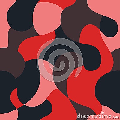 Camo seamless pattern. Urban red and black military camouflages. Vector background Vector Illustration