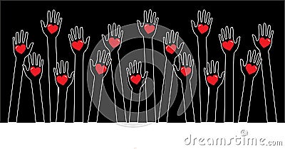 Reaching helping arms header or banner Vector Illustration