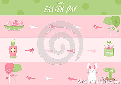 Frame of board Easter game ,Funny frame,Board games,rabbit, eggs,Vector illustrations Vector Illustration