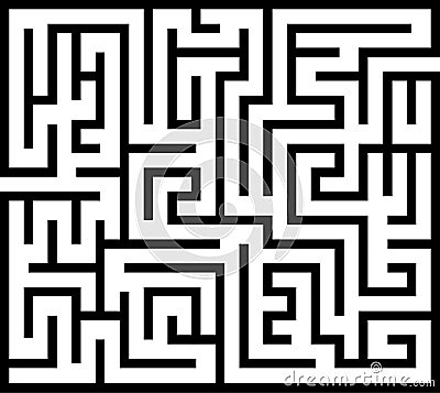 Rectangle labyrinth with entry and exit. Line maze game. Easy level complexity. Vector Illustration
