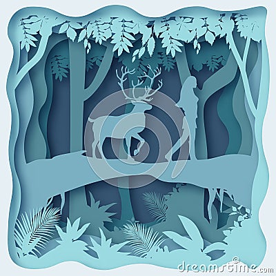 Forest environment, paper cut abstract vector eps 10 Stock Photo