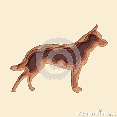 3d abstract dog paper cut vector eps 10 Stock Photo