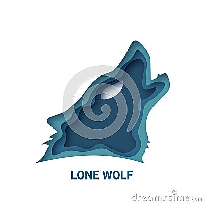 Lone Wolf, 3d abstract paper cut vector 10 eps Stock Photo