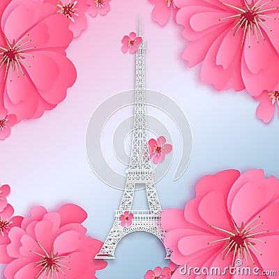 Eiffel tower. paper cut design Stock Photo
