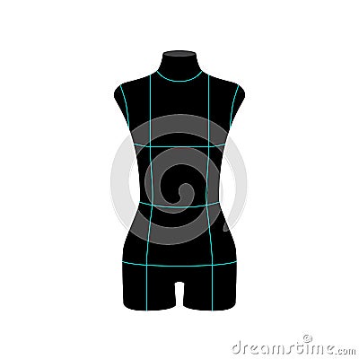 Woman body front black mannequin Vector Illustration