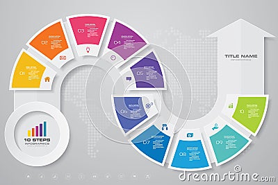 10 steps of arrow infografics template. for your presentation. Vector Illustration