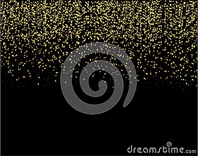 Waterfalls golden glitter sparkle-bubbles champagne particles stars black background happy new year holiday concept. Vector Illustration