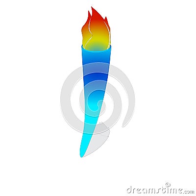 Flat vector icon of burning torch. Hot red-orange flame. Bright blazing fire. Cartoon style illustration of golden. Cartoon Illustration