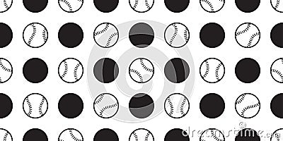 Baseball Seamless pattern vector tennis soft ball sport polka dot tile background scarf isolated repeat wallpaper Stock Photo