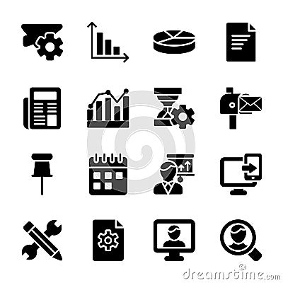 Module, Presentation Glyph Vectors Set Vector Illustration