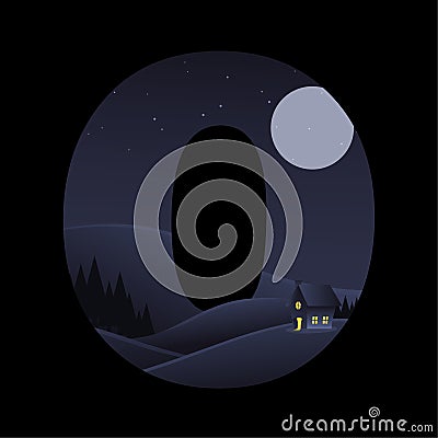 Night in The Mountain Background Template Vector Illustration