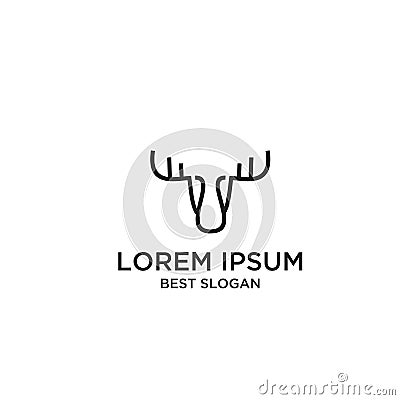 Head face luxury Deer black line logo icon designs vector illustration symbol template Cartoon Illustration