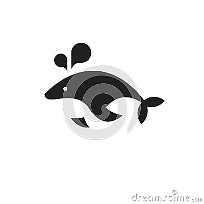 Whale modern black flat logo icon design vector illustration Cartoon Illustration