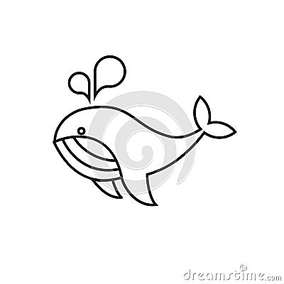 Whale modern line outline flat logo icon design vector illustration Cartoon Illustration