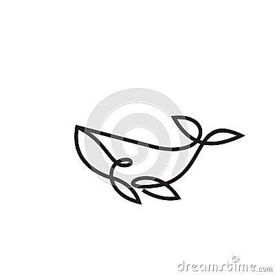 Whale modern line outline flat logo icon design vector illustration Cartoon Illustration