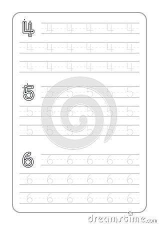 Free handwriting Numbers tracing pages for writing numbers Learning numbers, Numbers tracing worksheet for kindergarten Vector Illustration